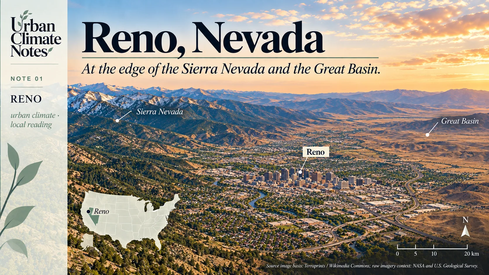 Reno, Nevada, between the Sierra Nevada and the Great Basin
